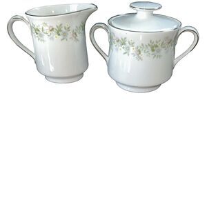Johann Haviland Bavaria Germany Forever Spring Sugar Bowl And Creamer
